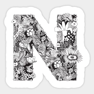 Floral Letter N Sticker